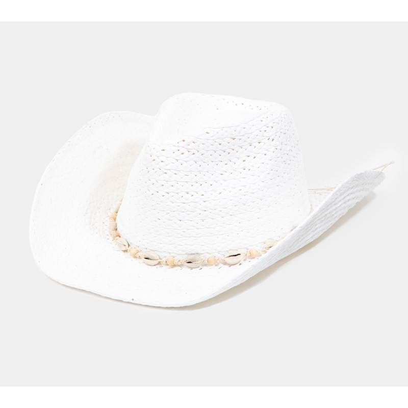 Straw Seashell CowGirl Hat