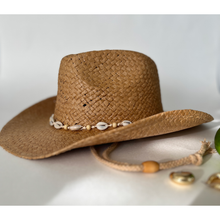 Load image into Gallery viewer, Straw Seashell CowGirl Hat
