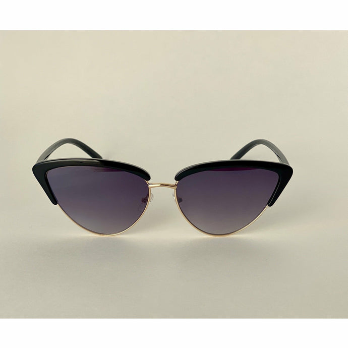 black Cat Eye Sunglasses With Gold Trim