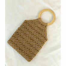 Load image into Gallery viewer, Round Wood Handle Purse Braided Woods Beads
